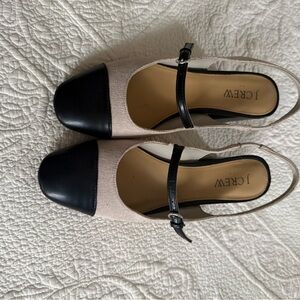 J. Crew Black and Cream Heeled Slingbacks